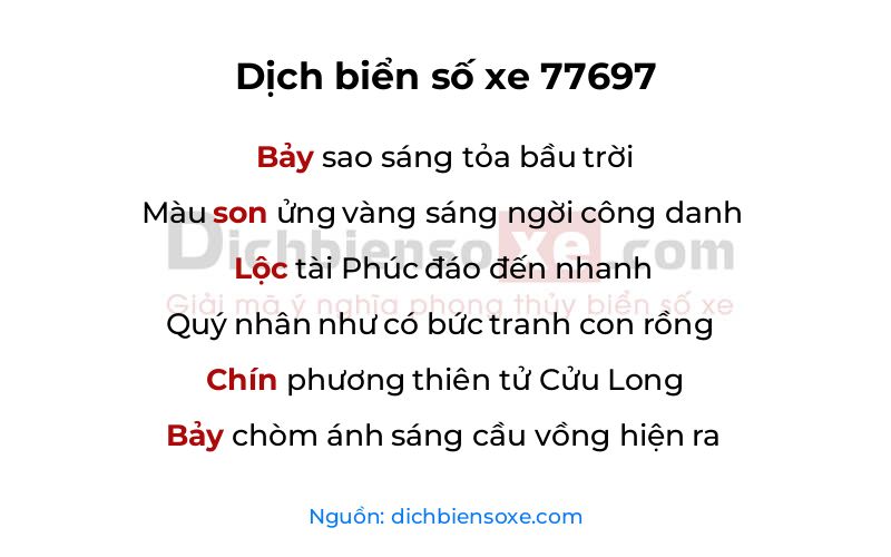 Dịch thơ biển số 77697