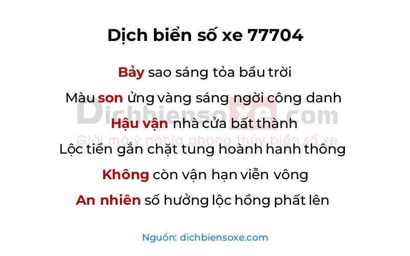 Dịch thơ biển số 77704