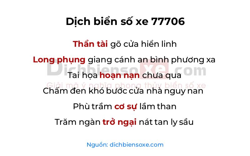 Dịch thơ biển số 77706