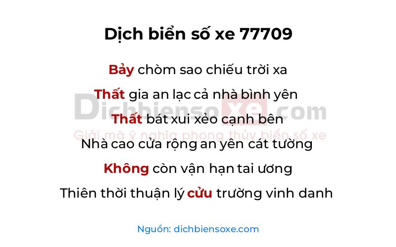 Dịch thơ biển số 77709