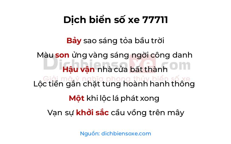 Dịch thơ biển số 77711