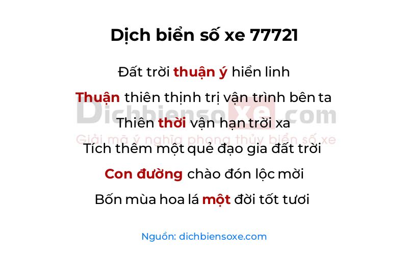 Dịch thơ biển số 77721