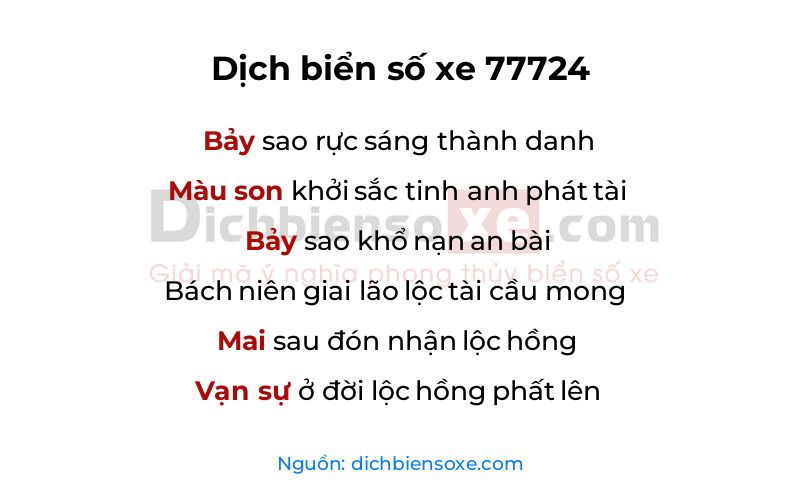 Dịch thơ biển số 77724