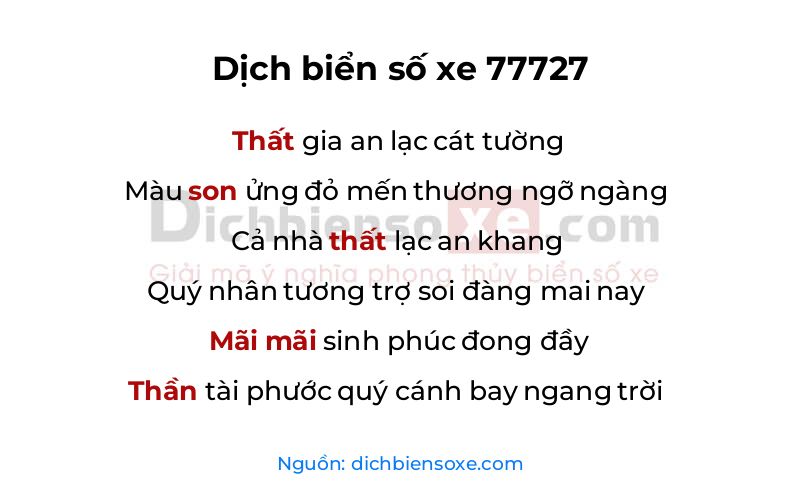 Dịch thơ biển số 77727