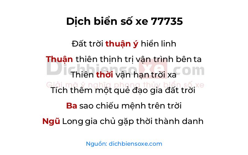 Dịch thơ biển số 77735