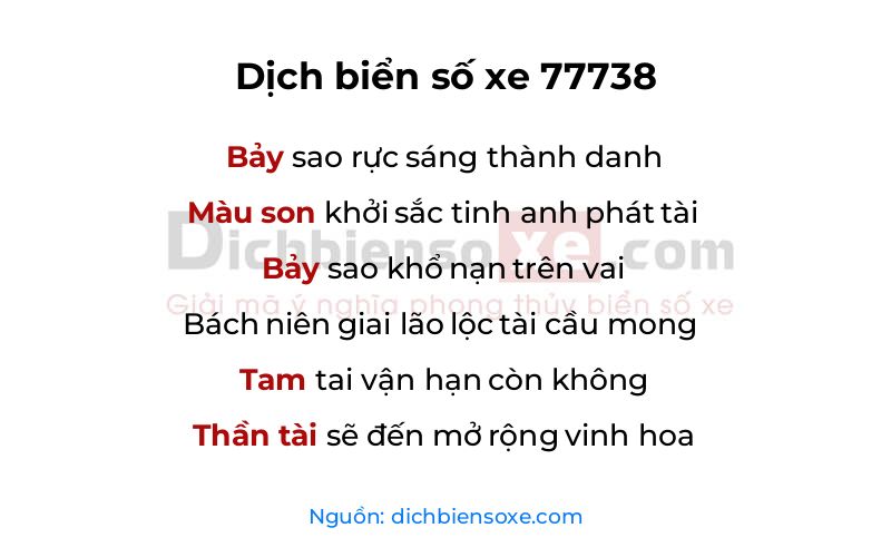 Dịch thơ biển số 77738