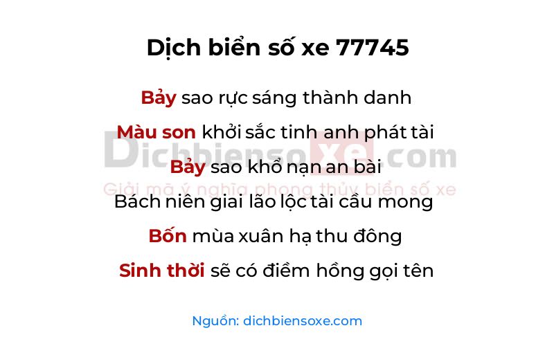 Dịch thơ biển số 77745