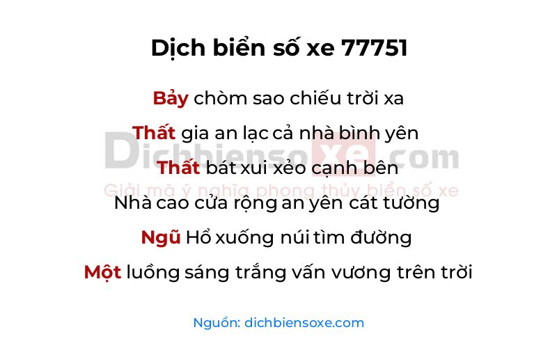 Dịch thơ biển số 77751