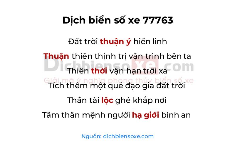 Dịch thơ biển số 77763