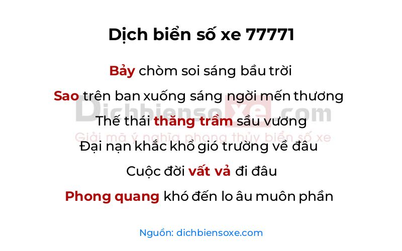 Dịch thơ biển số 77771