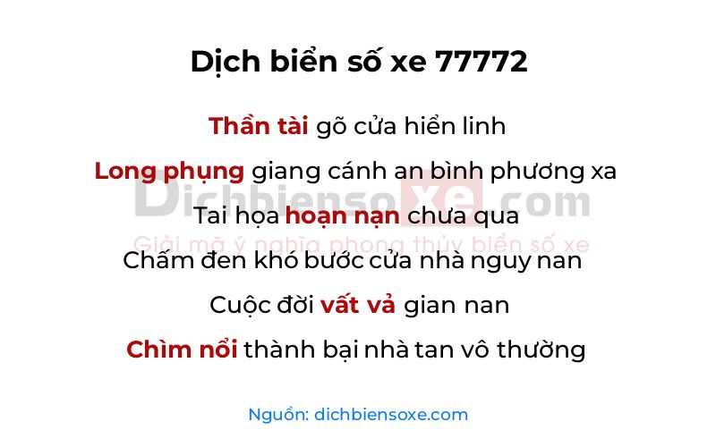 Dịch thơ biển số 77772