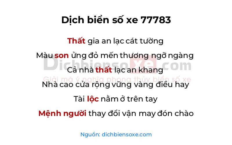 Dịch thơ biển số 77783