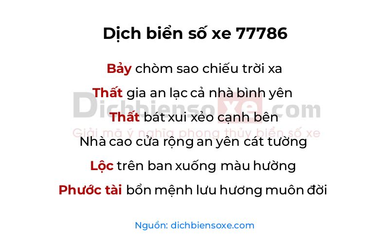 Dịch thơ biển số 77786