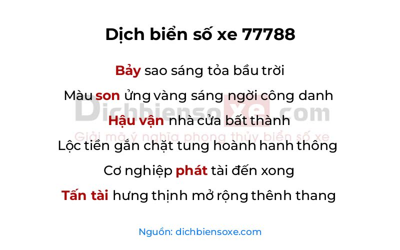 Dịch thơ biển số 77788