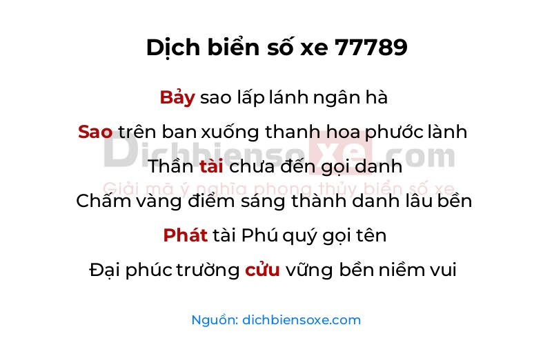 Dịch thơ biển số 77789