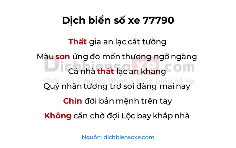 Dịch thơ biển số 77790