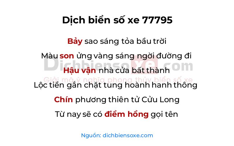 Dịch thơ biển số 77795