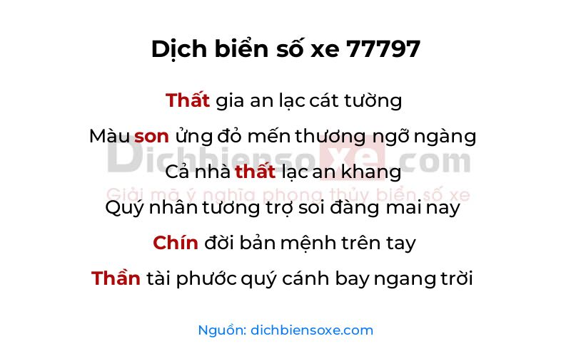 Dịch thơ biển số 77797