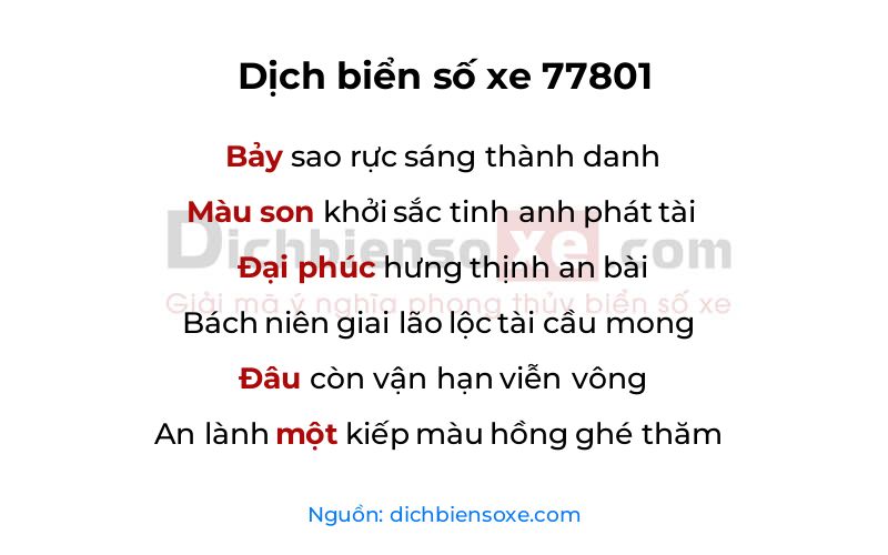 Dịch thơ biển số 77801