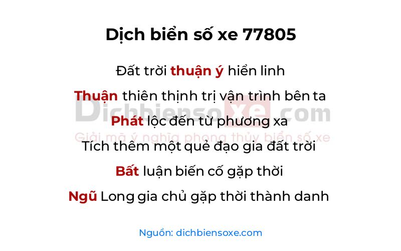 Dịch thơ biển số 77805