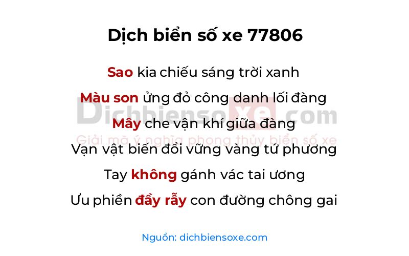 Dịch thơ biển số 77806