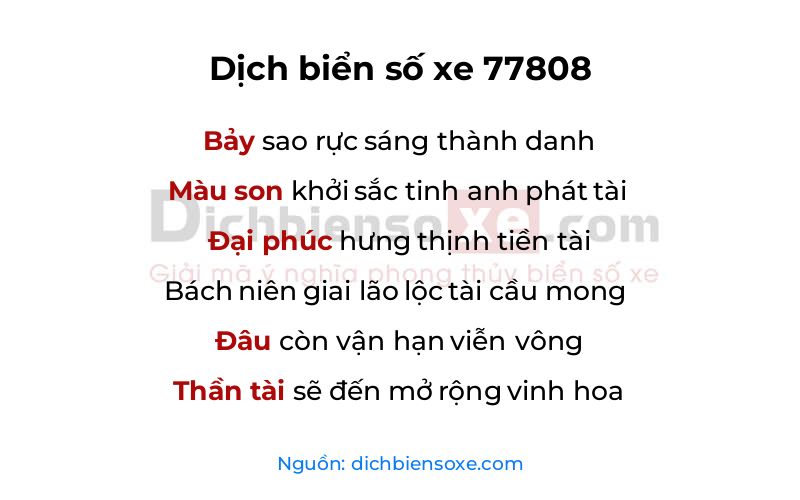 Dịch thơ biển số 77808