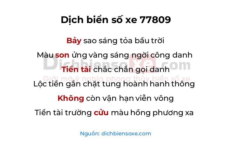 Dịch thơ biển số 77809