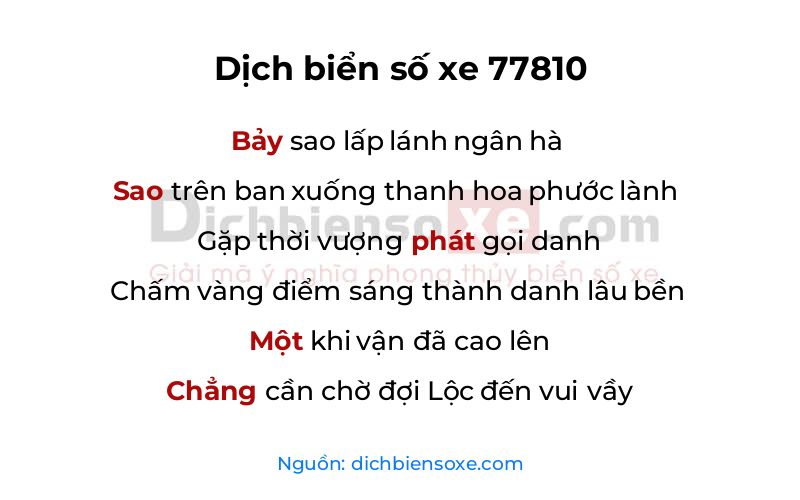 Dịch thơ biển số 77810