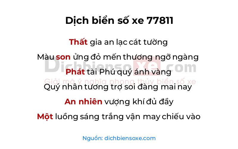 Dịch thơ biển số 77811