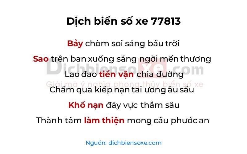 Dịch thơ biển số 77813