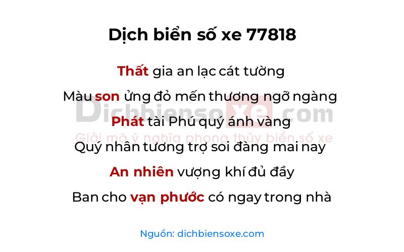 Dịch thơ biển số 77818