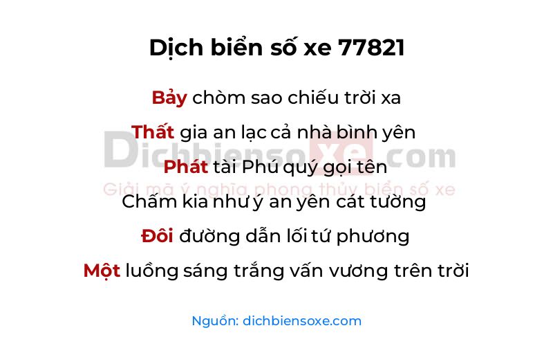 Dịch thơ biển số 77821