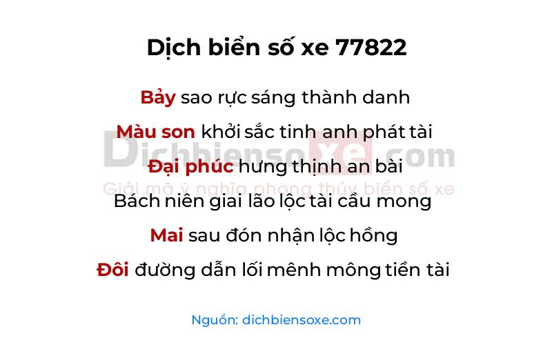 Dịch thơ biển số 77822