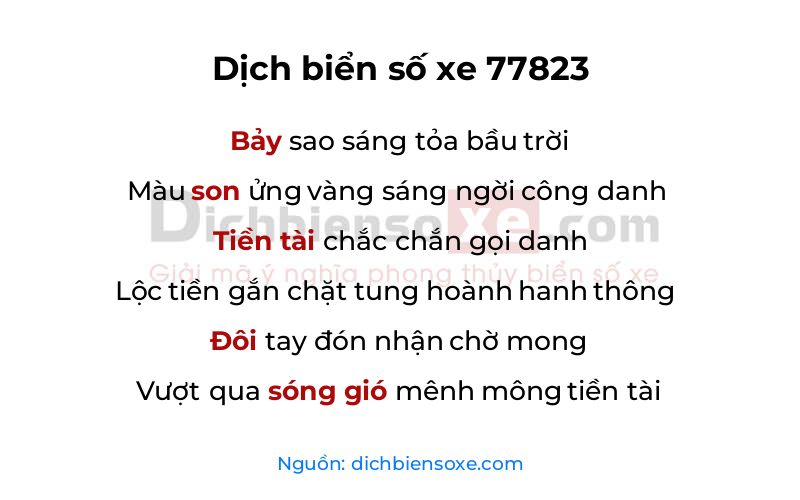 Dịch thơ biển số 77823