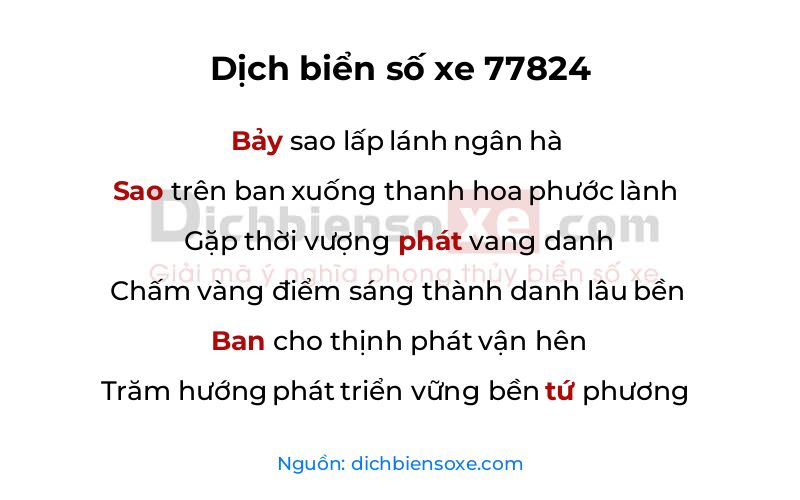 Dịch thơ biển số 77824