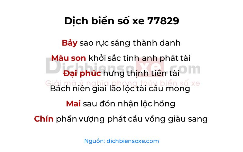 Dịch thơ biển số 77829