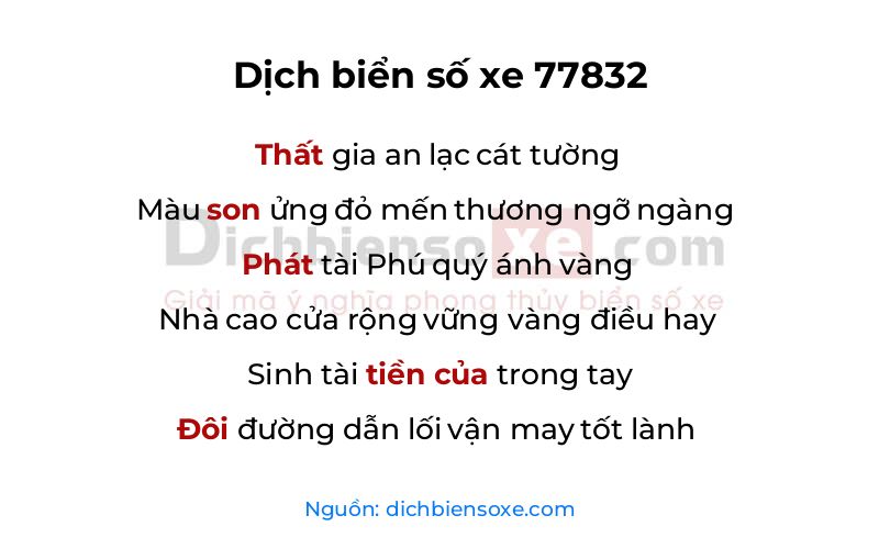 Dịch thơ biển số 77832