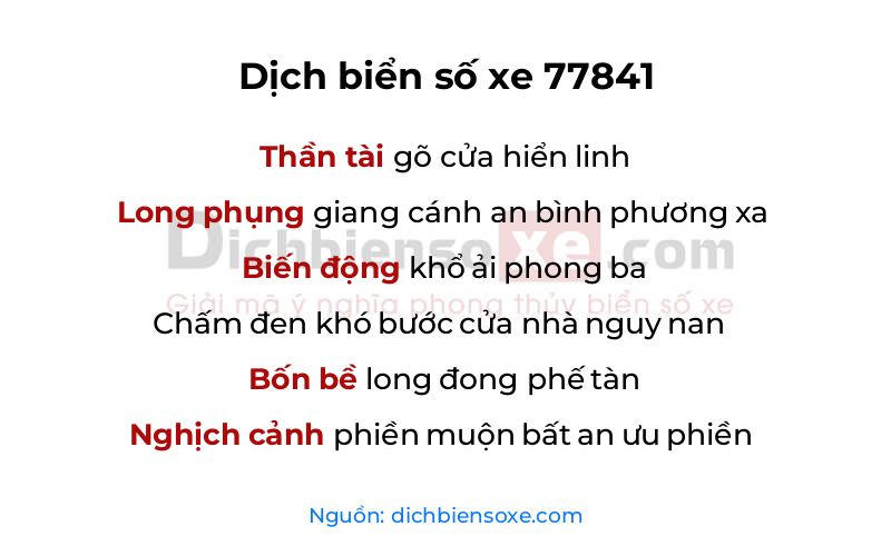 Dịch thơ biển số 77841