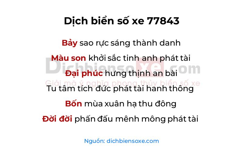 Dịch thơ biển số 77843