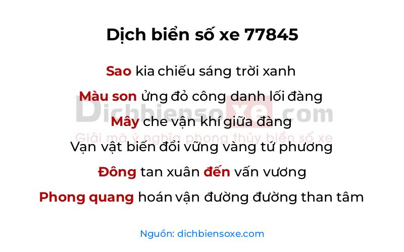 Dịch thơ biển số 77845