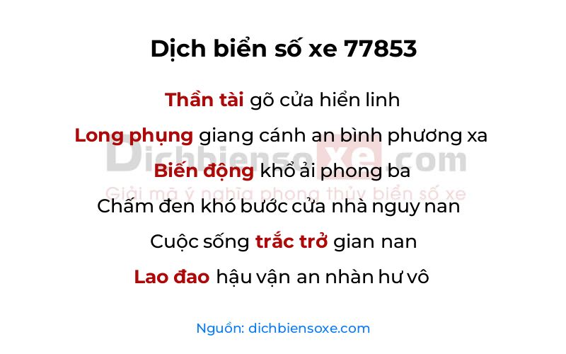 Dịch thơ biển số 77853