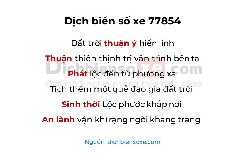 Dịch thơ biển số 77854