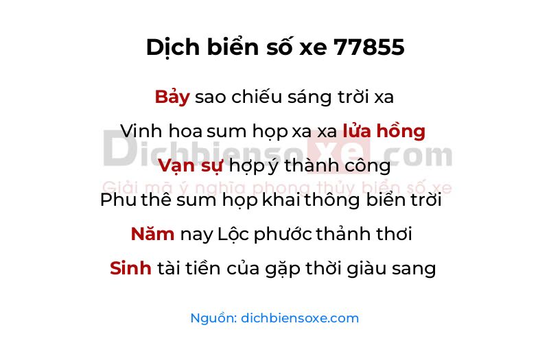 Dịch thơ biển số 77855