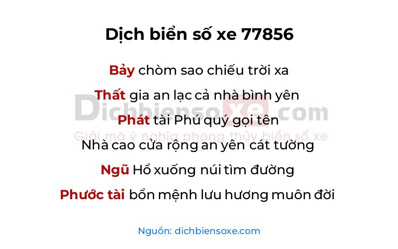Dịch thơ biển số 77856