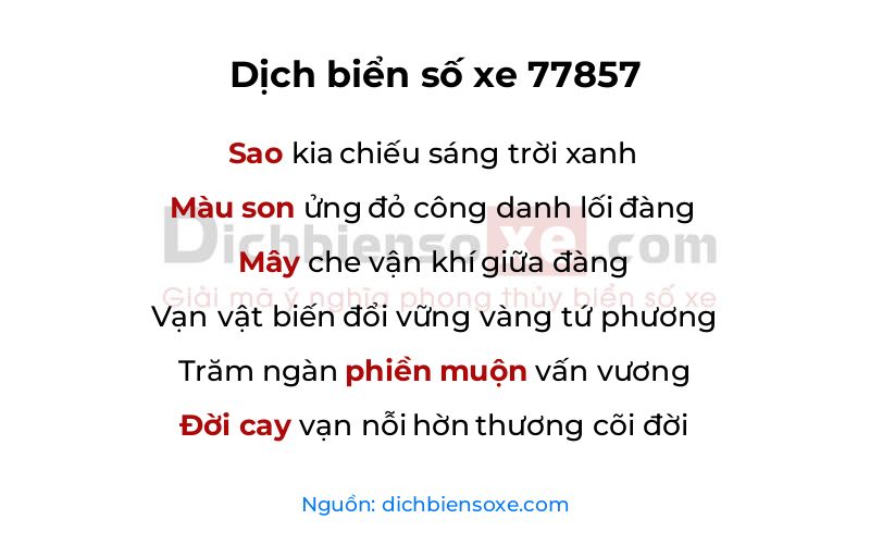Dịch thơ biển số 77857