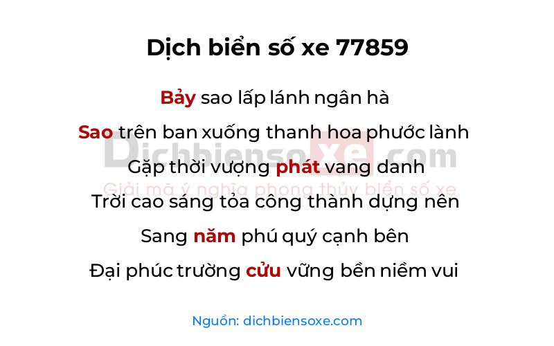 Dịch thơ biển số 77859