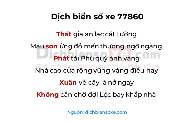 Dịch thơ biển số 77860