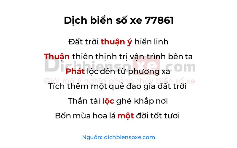 Dịch thơ biển số 77861
