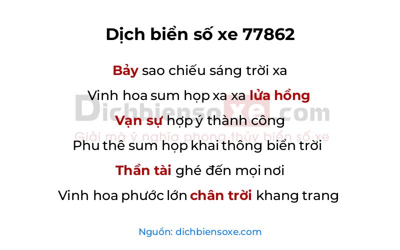 Dịch thơ biển số 77862