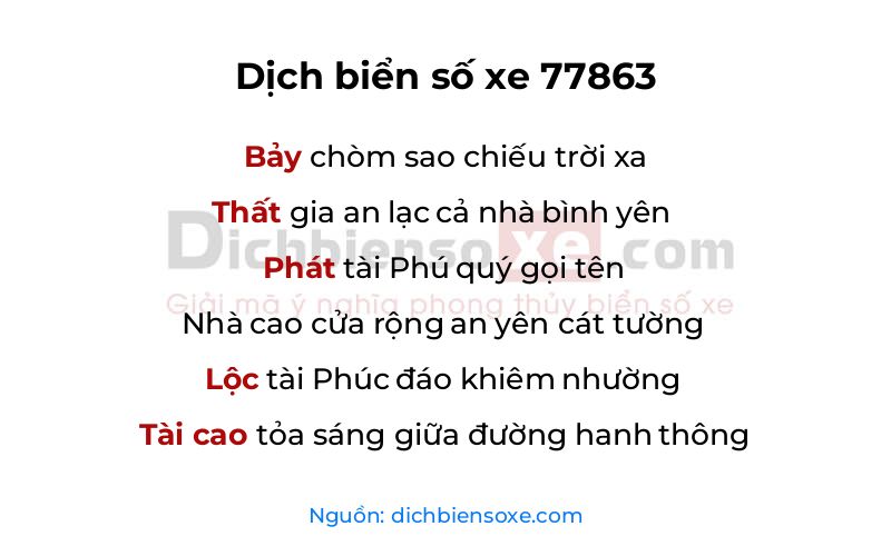 Dịch thơ biển số 77863